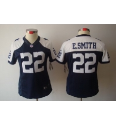 Women Nike Dallas Cowboys 22 E.SMITH Blue[Thanksgiving LIMITED Jersey]