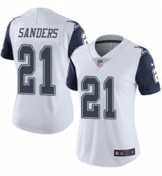 Womens Nike Dallas Cowboys 21 Deion Sanders Limited White Rush Vapor Untouchable NFL Jersey