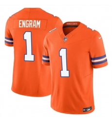 Men Denver Broncos 1 Evan Engram Orange F U S E  Mile High Collection 1977 Throwback Vapor Limited Stitched Football Jersey