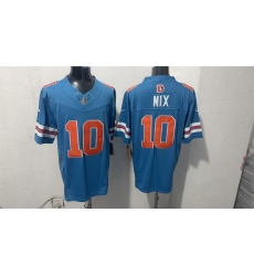 Men Denver Broncos 10 Bo Nix Blue F U S E With Patch Throwback Vapor Limited Stitched Football Jersey Men Denver Broncos 10 Bo Nix Blue F U S E With Patch Throwback Vapor Limited Stitched Football Jersey