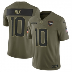 Men Denver Broncos 10 Bo Nix Olive 2025 Salute to Service Limited Stitched Football Jersey