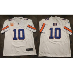 Men Denver Broncos 10 Bo Nix White With 1 star C Patch Stitched Football Jersey