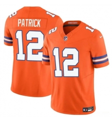 Men Denver Broncos 12 Tim Patrick Orange F U S E  Mile High Collection 1977 Throwback Vapor Limited Stitched Football Jersey