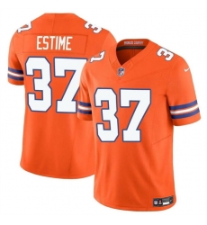 Men Denver Broncos 37 Audric Estime Orange F U S E  Mile High Collection 1977 Throwback Vapor Limited Stitched Football Jersey