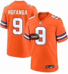 Men Denver Broncos 9 Talanoa Hufanga Orange 2024 F U S E Rush Stitched Football Jersey