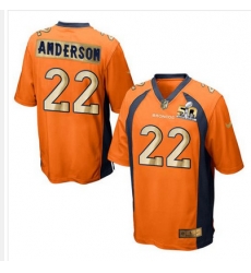 Nike Broncos #22 C J  Anderson Orange Team Color Mens Stitched NFL Game Super Bowl 50 Collection Jersey