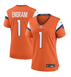 Women Denver Broncos 1 Evan Engram Orange 2025 Alternate Stitched Game Jersey 