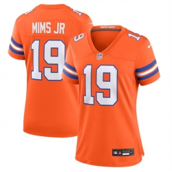 Women Denver Broncos 19 Marvin Mims Jr Orange Mile High Collection 1977 Throwback Stitched Jersey