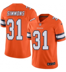 Youth Nike Broncos #31 Justin Simmons Orange Stitched NFL Limited Rush Jersey