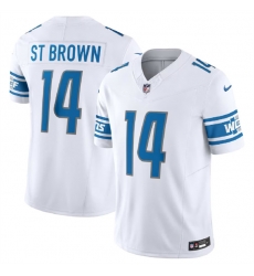 Men Detroit Lions 14 Amon Ra St  Brown White 2023 F U S E  Vapor Untouchable Limited Stitched Jersey