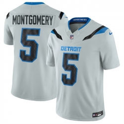 Men Detroit Lions  5 David Montgomery Silver 2026 F U S E  Rivalries Collection Limited Stitched Football Jersey