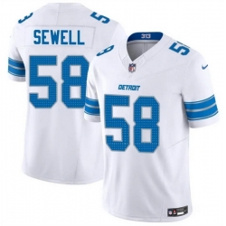 Men Detroit Lions 58 Penei Sewell White 2025 F U S E  Vapor Limited Stitched Jersey