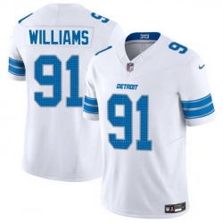 Men Detroit Lions 91 Tyleik Williams White 2025 F U S E  Vapor Limited Stitched Jersey