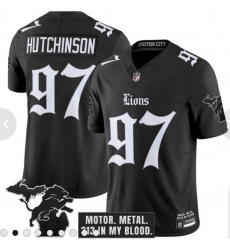 Men Detroit Lions Aidan Hutchinson 97 Gothic Motor Grit Edition Vapor Limited Stitched Black NFL Jersey