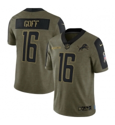 Men's Detroit Lions Jared Goff Nike Olive 2021 Salute To Service Limited Player Jersey