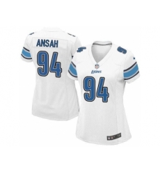 Nike NFL Detroit Lions #94 Ziggy Ansah Game Women's Road White Jersey