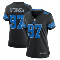 Women Detroit Lions 97 Aidan Hutchinson Black 2nd Alternate Stitched Jersey