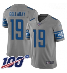 Lions #19 Kenny Golladay Gray Youth Stitched Football Limited Inverted Legend 100th Season Jersey