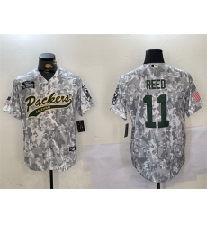 Men Green Bay Packers 11 Jayden Reed 2024 Arctic Camo Salute To Service Stitched Baseball Jersey