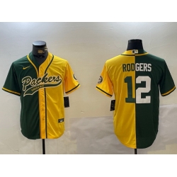 Men Green Bay Packers 12 Aaron Rodgers Green Cool Base Stitched Baseball Jersey 5