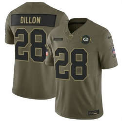 Men Green Bay Packers 28 A  J  Dillon Olive 2025 F U S E  Salute to Service Limited Stitched Football Jersey