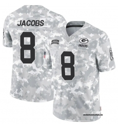 Men Green Bay Packers #8 Josh Jacobs 2024 Arctic Camo Salute To Service Limited Stitched Football Jersey