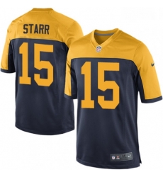 Men Nike Green Bay Packers 15 Bart Starr Game Navy Blue Alternate NFL Jersey