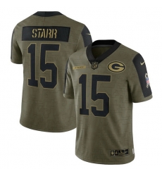 Men's Green Bay Packers Bart Starr Nike Olive 2021 Salute To Service Retired Player Limited Jersey