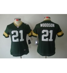 Nike Women Green Bay Packers #21 Woodson Green Color[NIKE LIMITED Jersey]