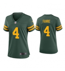 Women Green Bay Packers 4 Brett Favre Alternate Game Green Jersey