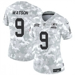 Women Green Bay Packers 9 Christian Watson 2024 F U S E Arctic Camo Salute To Service Limited Stitched Football Jersey