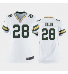 women a.j. dillon green bay packers white game jersey 