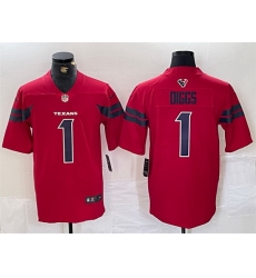 Men Houston Texans 1 Stefon Diggs Red Vapor Untouchable Stitched Football Jersey
