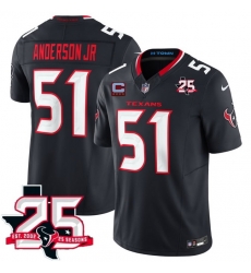 Men Houston Texans  51 Will Anderson Jr Navy 2nd Alternate 2026 With 25th Anniversary Patch And 4 Star C Patch F U S E  Vapor Limited Stitched Football Jer