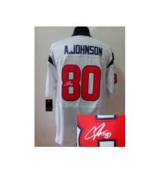 Nike Houston Texans 80 Andre Johnson White Elite Signed NFL Jersey