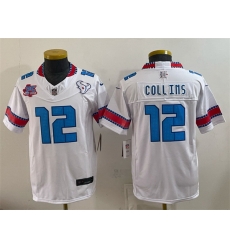 Youth Houston Texans  12 Nico Collins White 2026 25th Anniversary Patch F U S E   HOUSTON US  Rivalries Collection Limited Stitched Football Jersey