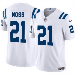 Men Indianapolis Colts 21 Zack Moss White 2023 F U S E  Vapor Untouchable Limited Stitched Football Jersey