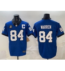 Men Indianapolis Colts 84 Tyler Warren Blue 2025 F U S E  Jim Irsay Patch Throwback Vapor Limited Stitched Football Jersey