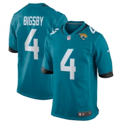 Men Jacksonville Jaguars 4 Tank Bigsby Teal Stitched Game Jersey