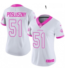 Womens Nike Jacksonville Jaguars 51 Paul Posluszny Limited WhitePink Rush Fashion NFL Jersey