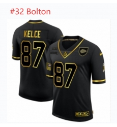 Men Chiefs 32 Bolton Black Gold Stitched NFL Jersey