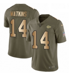 Men Nike Kansas City Chiefs 14 Sammy Watkins Limited OliveGold 2017 Salute to Service NFL Jersey