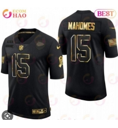 Men’s Kansas City Chiefs #15 Patrick Mahomes Black Salute to service Stitched Jersey