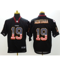 Nike Kansas City Chiefs 19 Joe Montana Black Elite USA Flag Fashion NFL Jersey