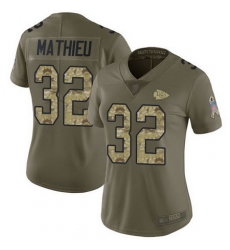 Chiefs 32 Tyrann Mathieu Olive Camo Womens Stitched Football Limited 2017 Salute to Service Jersey