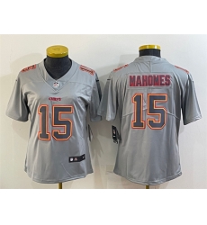 Women Kansas City Chiefs 15 Patrick Mahomes Grey Atmosphere Fashion Stitched Jersey