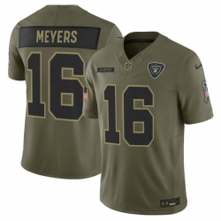 Men Las Vegas Raiders 16 Jakobi Meyers Olive 2025 F U S E  Salute to Service Limited Stitched Football Jersey