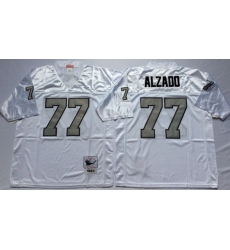 Men Las Vegas Raiders 77 Lyle Alzado White Silver M&N Throwback Jersey