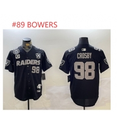 Men Las Vegas Raiders 89 BOWERS Black With Nevada Silver Stat Patch And 65th Anniversary Patch 3 Star C Patch Stitched Baseball Jersey Men Las Vegas Raiders 89 BOWERS Black With Nevada Silver Stat Patch And 65th Anniversary Patch 3 Star C Patch Stitched Baseball Jersey