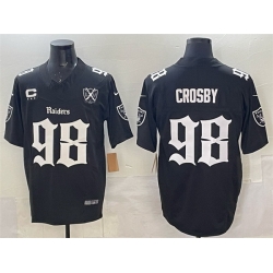 Men Las Vegas Raiders 98 Maxx Crosby Black F U S E  Gothic Sin City Shadows Edition With 65th Anniversary  3 Star C Patch Vapor Untouchable Limited Stitche